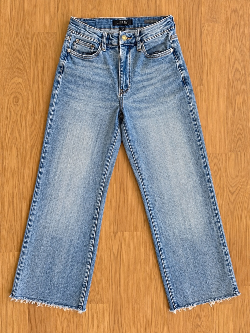 Judy Blue Wide Leg Crop Jeans Raw Hem Medium Wash size 5 / 27 up to 7 / 29